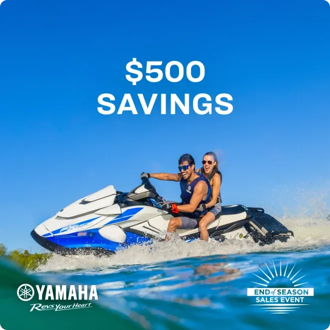 A square Yamaha WaveRunner ad: "$500 savings."